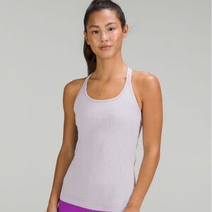 Lululemon ebb to street tank top faint lavender 6 built in bra